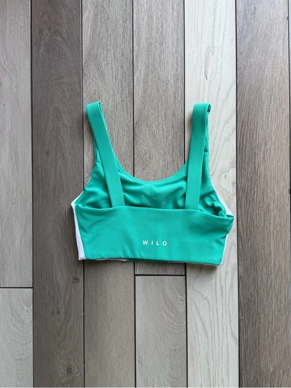 Colorblock Sports Bra in Mint, Lilac, and White